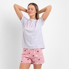 Female home set (T -shirt/shorts), gray color, size 54
