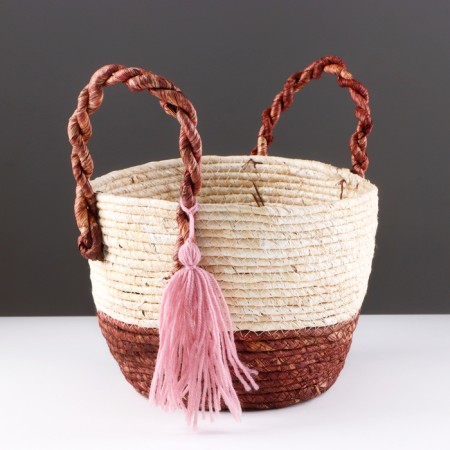 Argentina storage basket, with handles, 26 x 20 x 19.5 cm, natural, burgundy