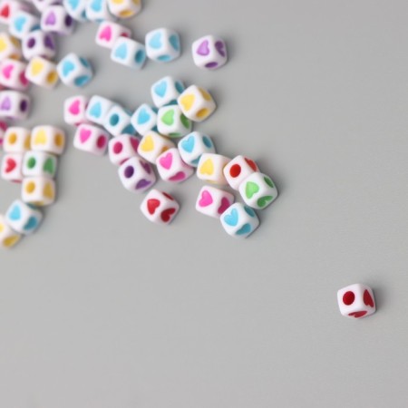 Beads for creativity plastic "Cuba Color Hearts" set 20 grams 0.4x0.4 cm-2