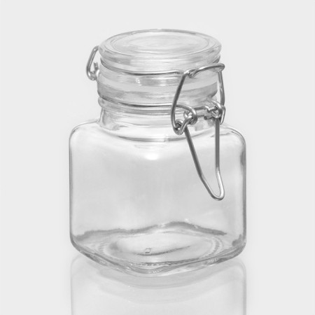 Glass jar for spices with a boiler lock of the square "Square", 110 ml, 5.5 × 8 cm-2