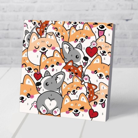 Picture on numbers for children "Corgi", 15 x 15 cm-2