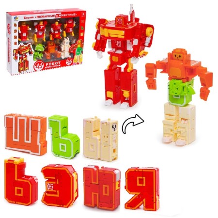 Set of robots "alphabet", transformed, 7 pieces, gather in 1 robot