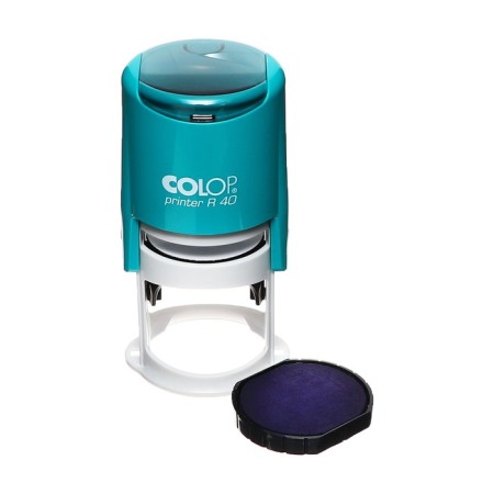 Equipment for round printing automatic Colop Printer R40, diameter 41.5 mm, with a lid, turquoise housing-2