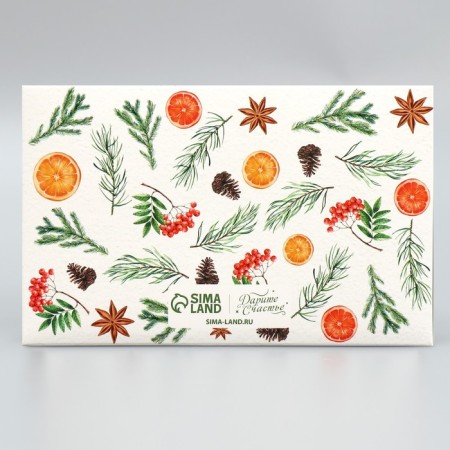 Folding box for 2 cupcakes with the window “Happy New Year!”, Mandarins, 10 x 16 x 10 cm, New Year-5