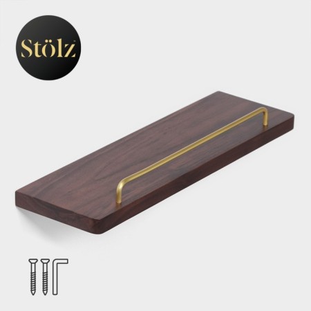 Shelf wall stall Stölz Hölzern Premiere 40 cm, walnut wood, aluminum
