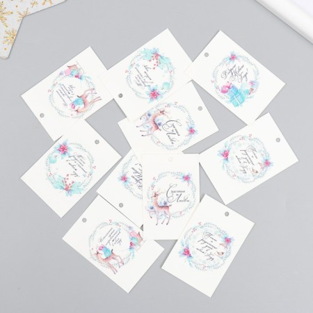 Cardboard "New Year's branches" set 10 pcs (5 types) 4x6 cm-1