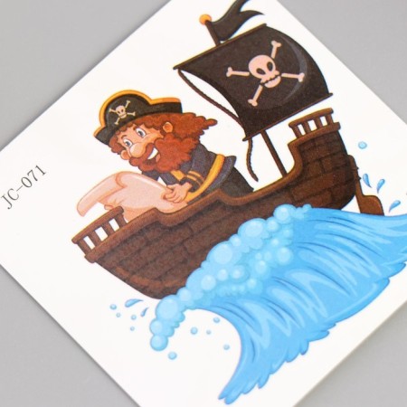Tattoo on the body color "Pirate on the ship" 6x6 cm-1
