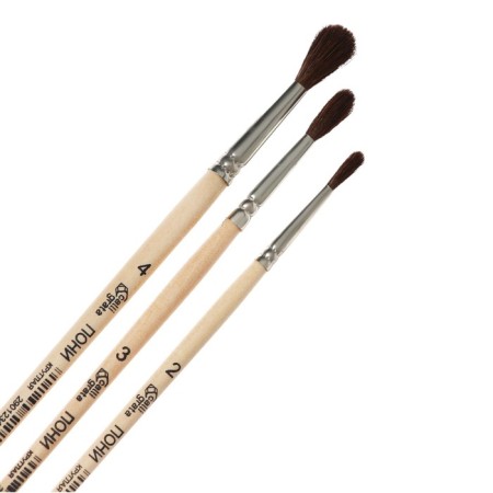 Set of brushes ponies 3 pieces, calligrata No. 2 (round No. 2, 3, 4), wooden handle-3