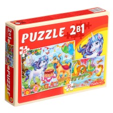 Maxi-Puzzles 2 in 1 “Unicorns + dinosaurs No. 3”, 35 and 35 elements