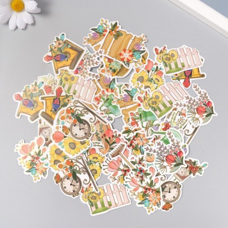 Stickers for creativity "Garden flowers" embossing gold set 48 pcs 9x7x0.8 cm-2