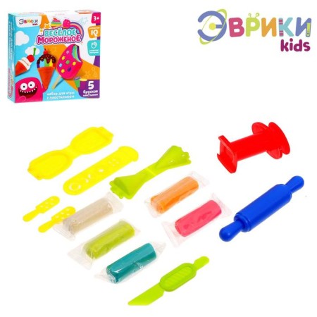 Game set for modeling "Fun Ice Cream", 5 plasticine bars, accessories-1