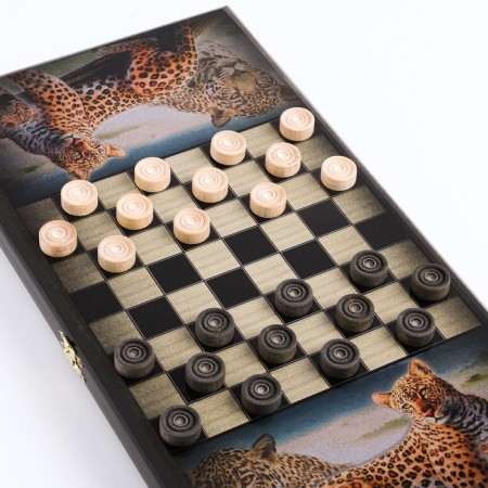 Narts "Leopard", wooden board 40 x 40 cm, with a field for playing checkers-2