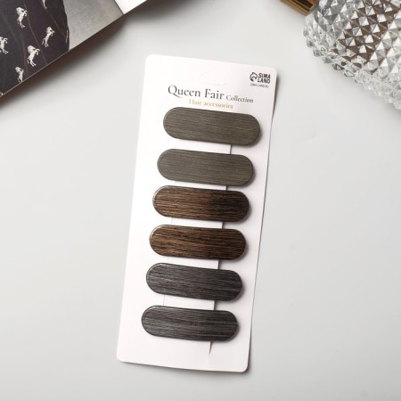 Invisibility for Herty hair (set 6 pcs) strip texture, 5.5 cm, gray-brown-2