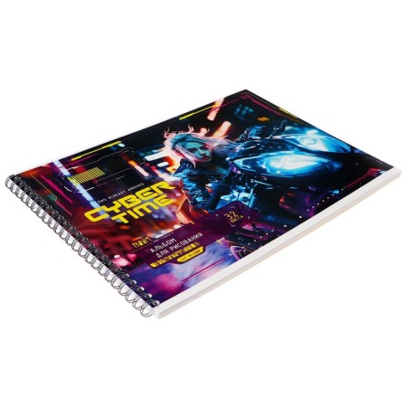 Album for drawing A4 32 sheets on the crest "Neon Drive", Cardboard Cover, OFSET block 100 g/m2, mix-1