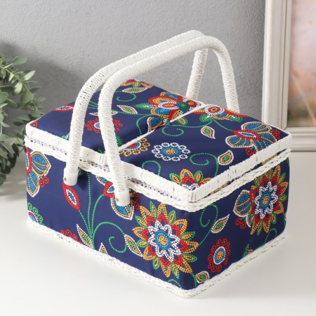 Casket for needlework "Flower mosaic" 19x26x14.5 cm-5