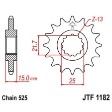 Front Presenter Star JT 1182 for a motorcycle, steel, chain 525, 14 teeth