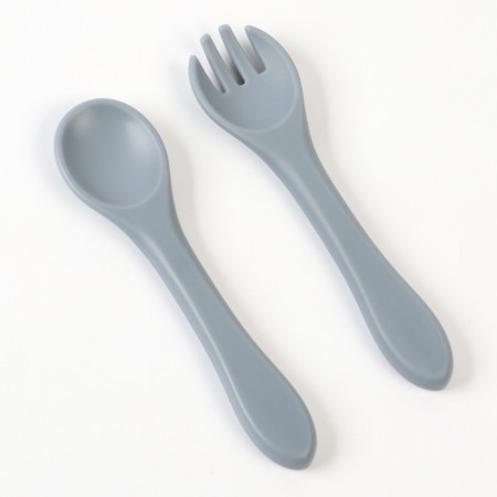 A set of children's cutlery, fork and spoon M&B (silicone), gray-5