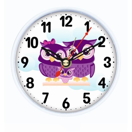 Clock - tablesporal “owls”, discrete move, di -8 cm dial, 9.5 x 9.5 cm, aa-3