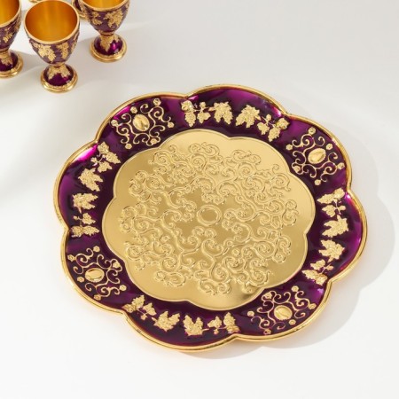 Set of wine jug, 6 glasses and tray "Türkiye. Violet" Violet with gold-5