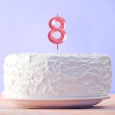 Свеча для торта, цифра «8», розовая.