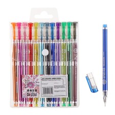 Set of gel pens 12 colors Metallic housing in a blister on a button