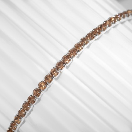 Bracelet "ice" 1 row, yellow color in silver, 7 cm-1