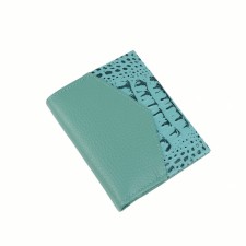 Пр914 Кошелек на кнопке, отдел для карт(6)/монет/купюр, цвет бирюза 10,5х12,5х1,5см