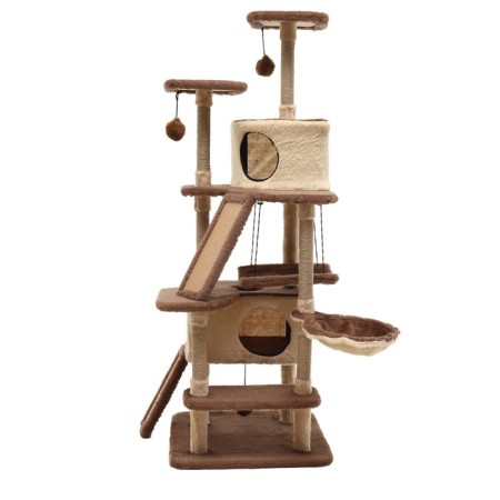 Complex for cats with a claw, collapsible, 8 -level, 77 x 90 x 163 cm, beige-1