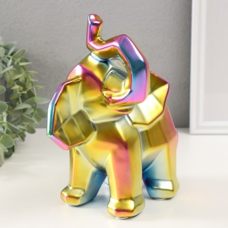 Souvenir Ceramics "Geometry. Elephant" Green Chameleon 10x20x21.5 cm-5