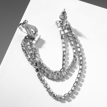 Earring "Kaff" hanging threads, white color in silver-2