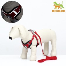 Sport+, M set, m, leash 120 x 1.5 cm, Osh 44-48 cm, og 51-60 cm, animal weight 14-20 kg, red