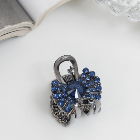 Hair crab "Rose" bow, 1.5 cm, blue