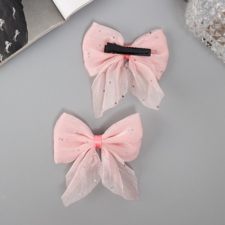 Hair clip "Marta" (set 2 pcs) overflow, 7.5 cm, pink-1
