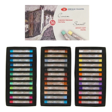Pastel dry ZHK "Sonnet", 36 colors, Soft, D-8 mm/L-60 mm, round section, art, 7141225