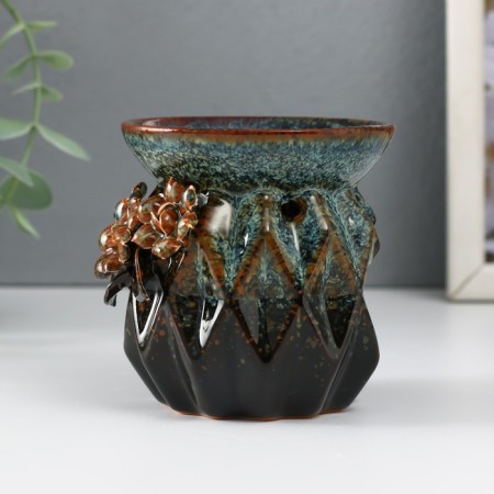 Aroma lace ceramics "Patterns and relief" Brown 8x8x8.4 cm-1