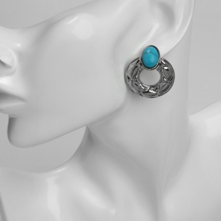Earrings "turquoise world" sphere, blue color in silver-2