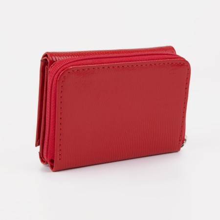 Women's wallet on the button, red color-1