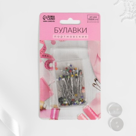 Portnovsky Premium pins, glass head, 30 mm, 100 pcs, colorful color-5