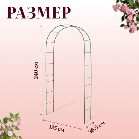 Sadovaya arch, collapsible, 240 × 125 × 36.5 cm, metal, green, Greengo-6