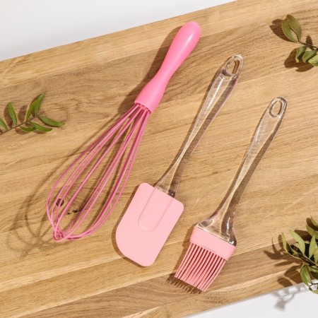 A set for baking shares, 4 objects: the form of the detective “Elin. Square ", brush, spatula, corolla, pink color-1