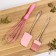A set for baking shares, 4 objects: the form of the detective “Elin. Square ", brush, spatula, corolla, pink color