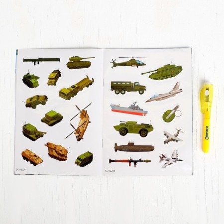 Activati-book with light drawings "Military equipment"-2