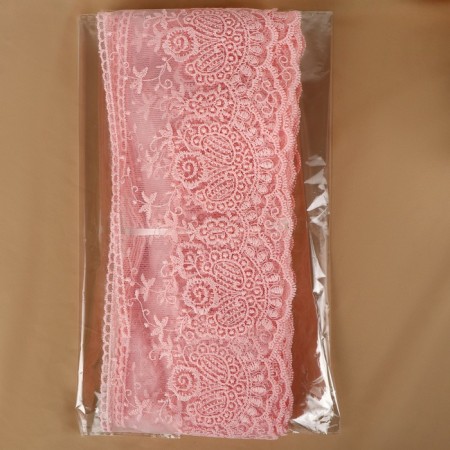 Lace on a grid, 125 mm × 11 ± 1 m, pale pink color-2