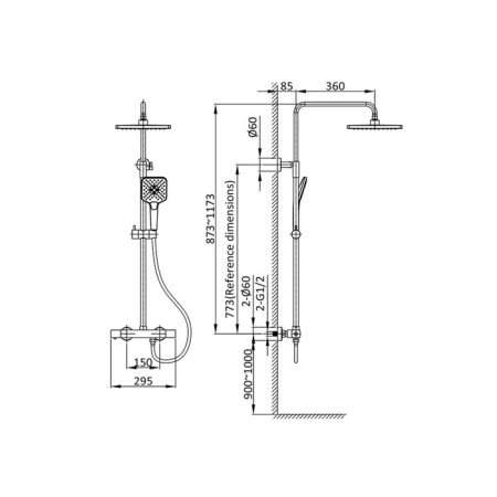 The shower system Vincea NEXT VSFS-1N0TCH, thermostat, tropical shower, shower, chromium-3