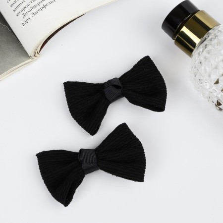 Hair clip "Schoolgirl" (set 2 pcs) stripes, 6 cm, black