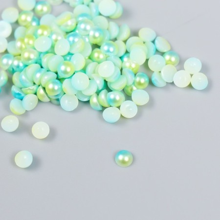 Decor "Semiobusins ​​and rhinestones. Green-blue gradient" D = 4 mm 10g 200 pcs 5x2.5 cm mix-2