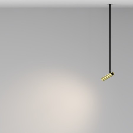 Suspended Technical P141RS-L125-6W3K-BBS, LED, 6 W, 30x30x651 mm, 270 lm, 3000K, black, brass