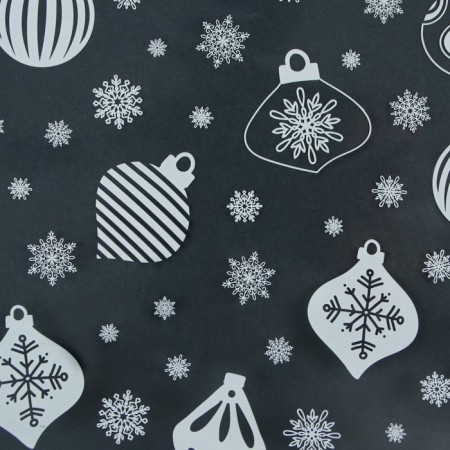 Glossy film "Balls and snowflakes", white, 1 x 5.2 m, New Year-2
