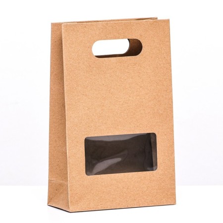 Box-pack, craft with a window and a handle, 23 x 15 x 6 cm