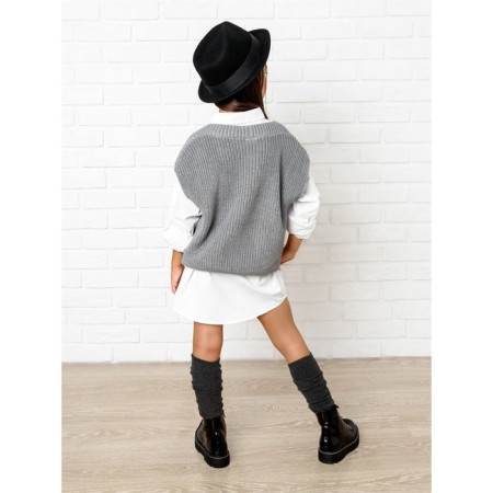 Vest for girl Knit, height 122 cm, gray color-9